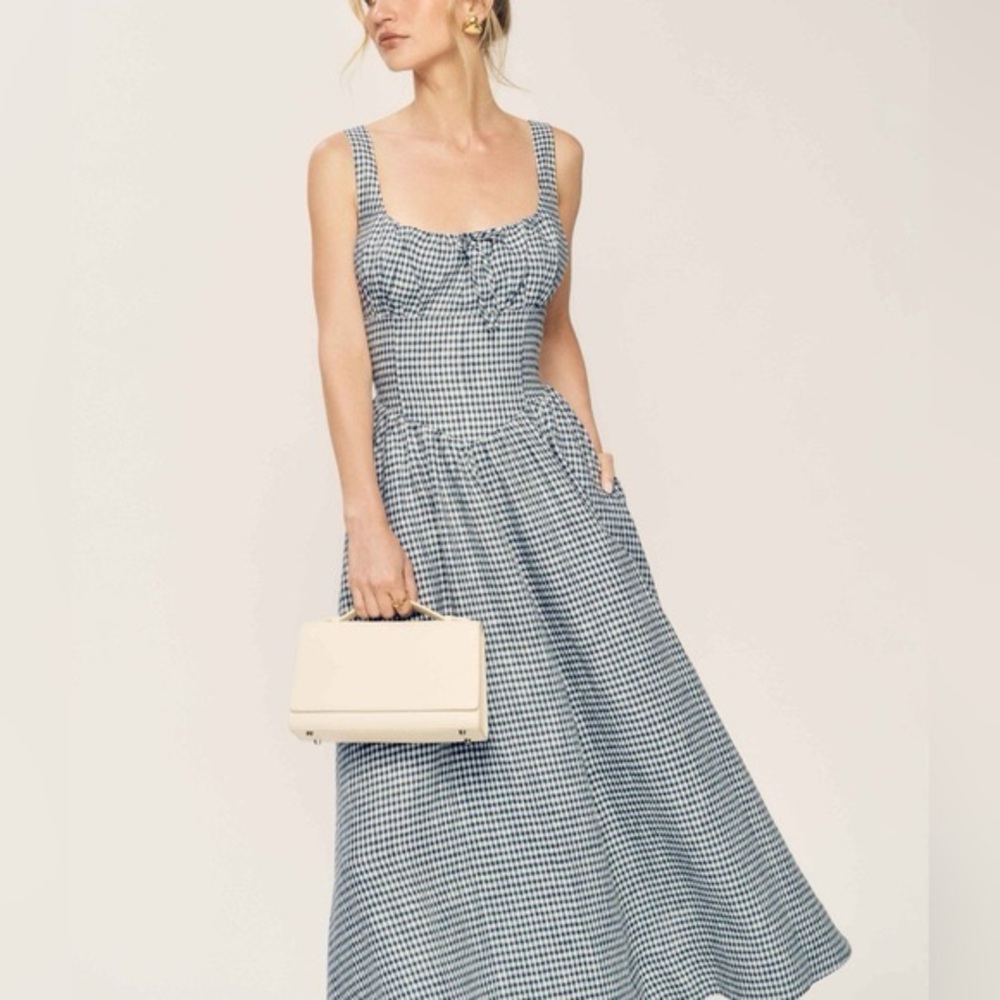Reformation Linen Dress in Gingham - Picture 2 of 7